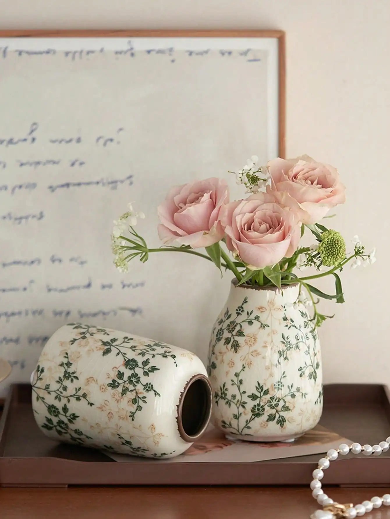 Ice Crackle Ceramic Vase – Handmade Bohemian Art Home Decoration