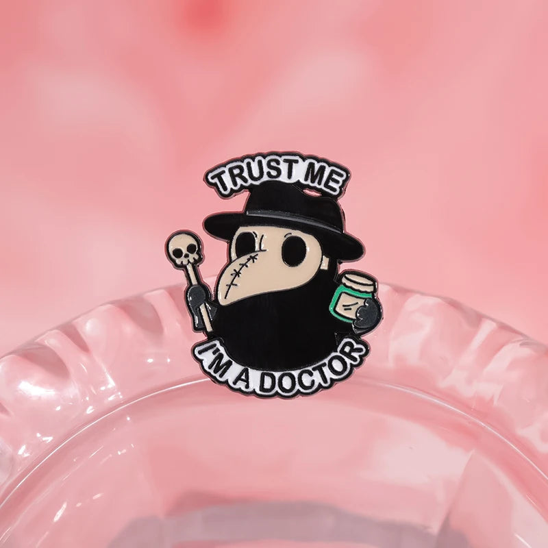 Plague Doctor Enamel Pin – Gothic Punk Brooch