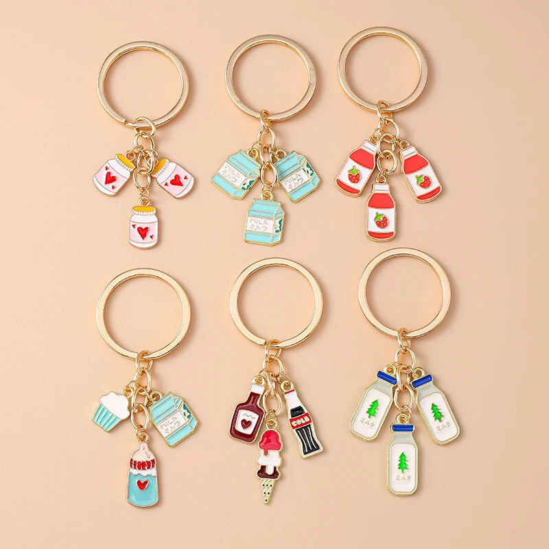 Red Wine Keychain – Cute Enamel Key Ring for Handbags
