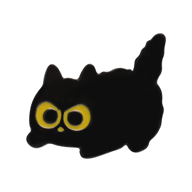 Cats in Plants Enamel Pin – Cute Black Cat Potted Plant Brooch Gift