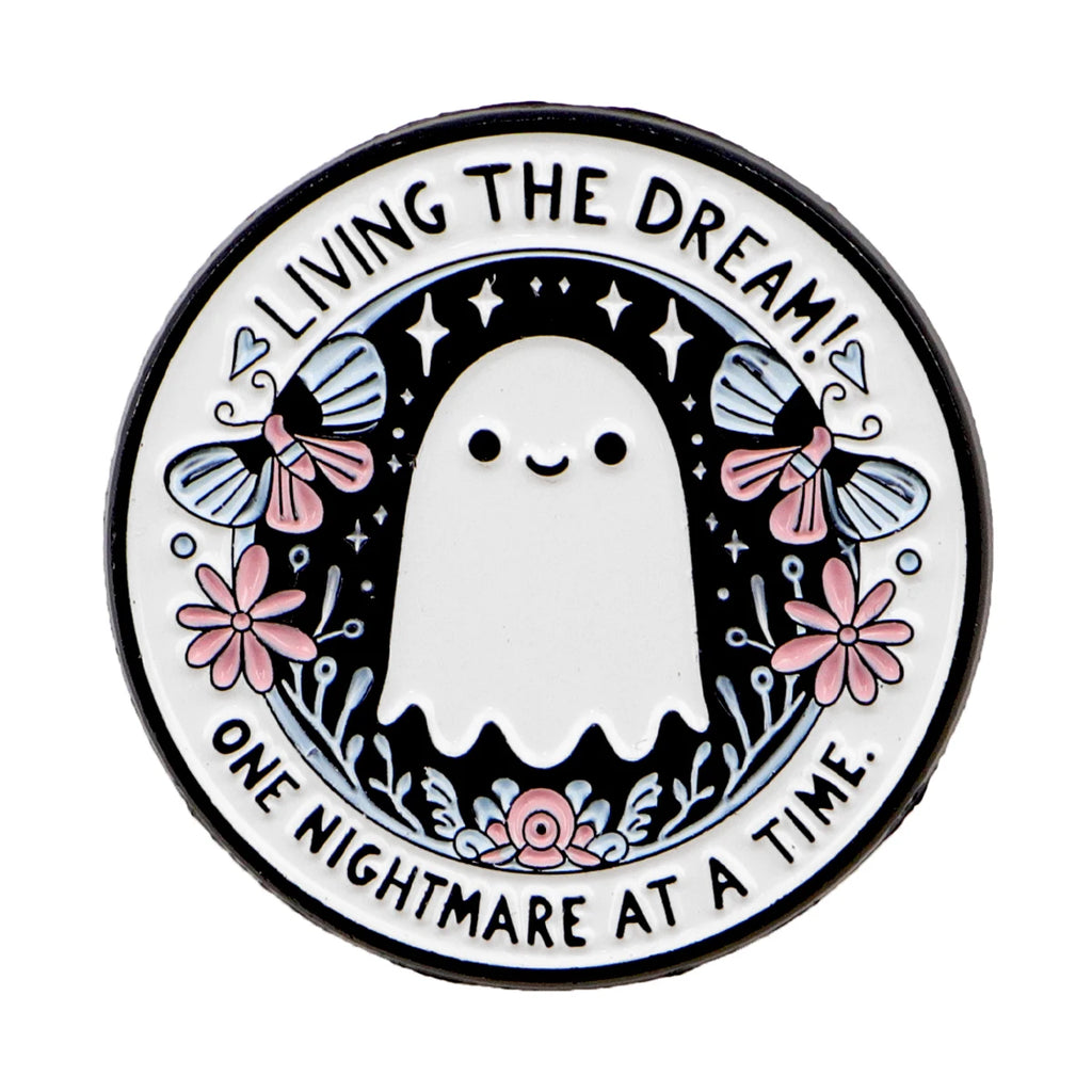 Cartoon Ghost Enamel Pin – Cute Halloween Brooch