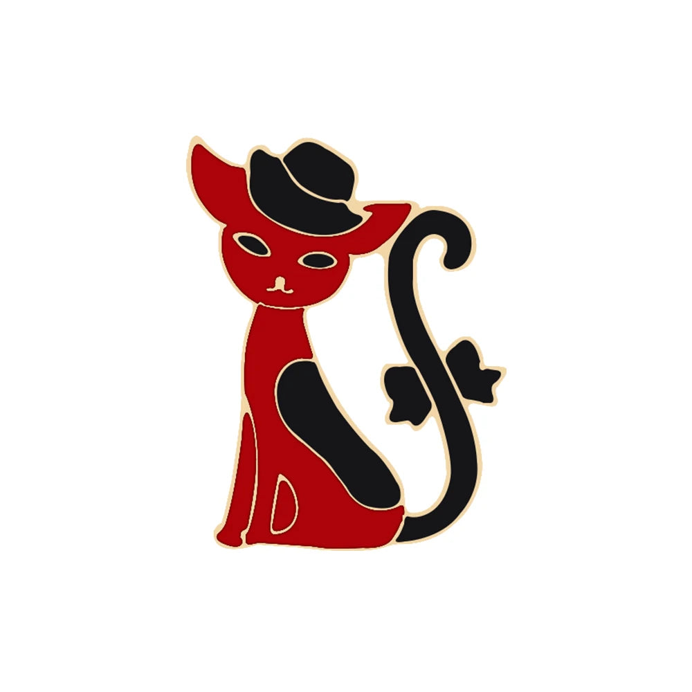 Cute Black & White Cat Enamel Pin – Funny Kitty Brooch