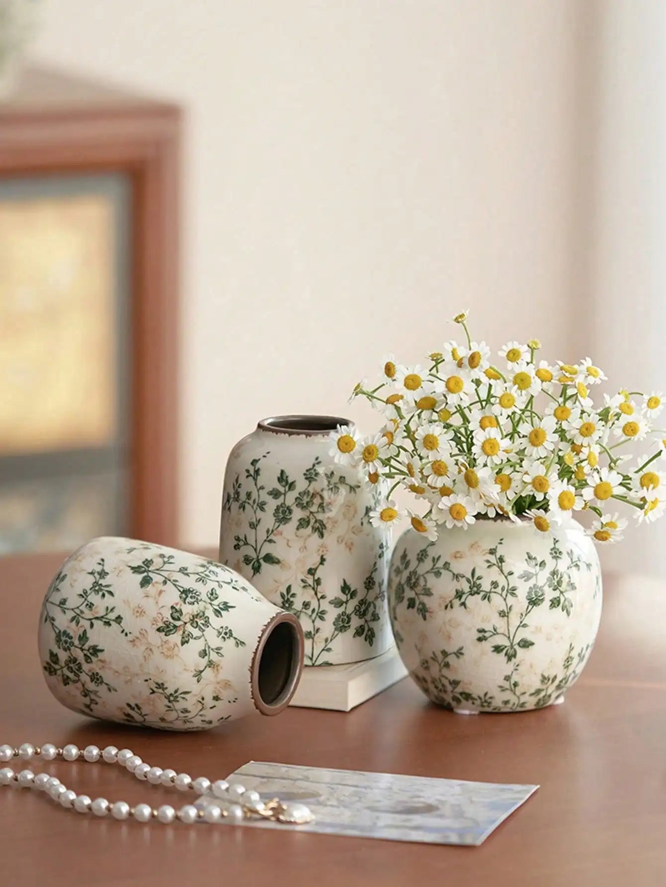 Ice Crackle Ceramic Vase – Handmade Bohemian Art Home Decoration