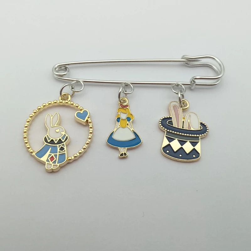 Alice Rabbit Enamel Brooch – Cute Cartoon Pin for Bags, Hats & Clothes